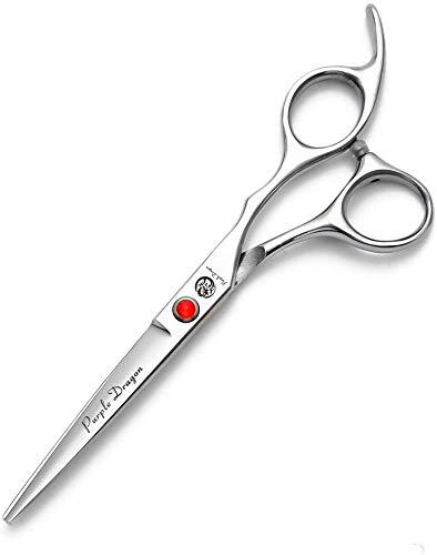 Purple Dragon 6" Sharp Edge Hair Cutting Shears with Bag | Includes Bag, 440C stainless steel, Pet/Puppy/Cat Grooming Scissors, Perfect for Barber or Dog Groomer - size: 6.0 inch
