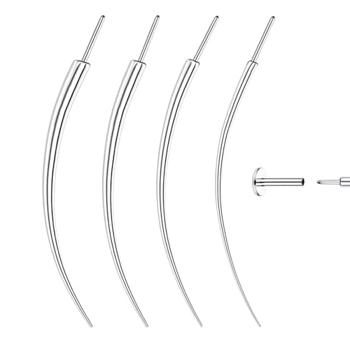 GEMQUEEN Piercing Ball Grabber Tool, 14-20G Taper for Changing Jewelry | Surgical Steel Flat Back Earrings Threader Tool Insertion Pin, Body Piercing Kit for Ear Rook Conch Nose Lip Jewelry Removal - style: Curved Threadless (14G 16G 18G 20G)