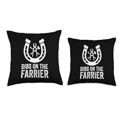 Dibs On The Farrier Horseshoe Hoof Trimmer Humor Throw Pillow - size: 16x16