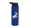 Gaming Goat Kids Controller Gamer Illustration Cute Goat Stainless Steel Insulated Water Bottle - color: Royal Blue