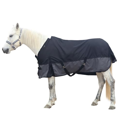 1200D Horse Blanket, 0g No-Fill Waterproof Turnout Rain Sheet | 1200D Ripstop Outer, Waterproof Breathable Shell, Anti-Rub Lining, 0g No-Fill, Keep Dry in Mud & Wet Weather, Large Tail Flap - color: Black Grey, size: 81"