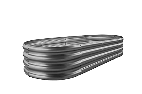 Land Guard 8×4×1 ft Galvanized Raised Garden Bed Kit，Raised Garden Boxes Outdoor, Oval Metal Raised Garden Beds for Vegetables（Grey）……… - color: 2-grey, size: 8×4×1ft(1pcs）