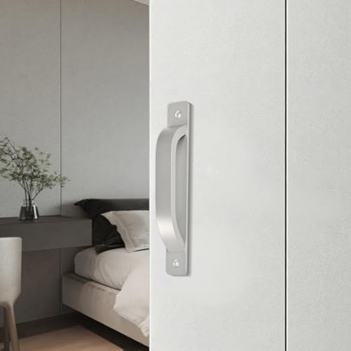 Dixiao 4Pcs 5 inch/128mm Silver Barn Door Pulls, Furniture Hardware Handles Set, Cupboard Drawer Handle - color: Silver