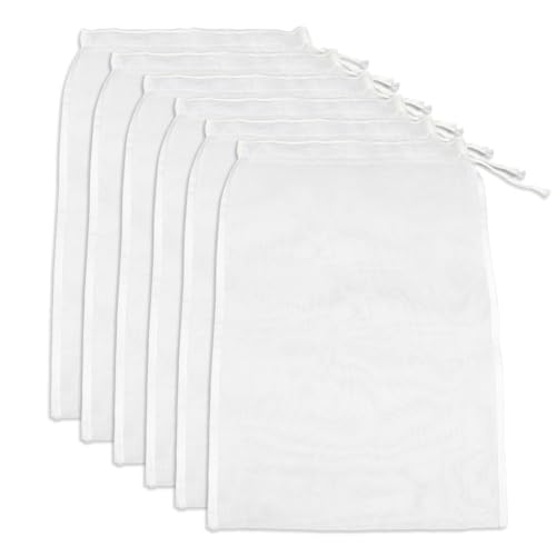 6 Pack Nut Milk Bag Reusable 6x8 Inches Food Strainers, Fine Nylon Mesh Nutmilk Mesh Bag for Straining Almond/Soy Milk, Greek Yogurt, Cold Brew Coffee, Tea, Beer; Celery Juice - size: 6×8