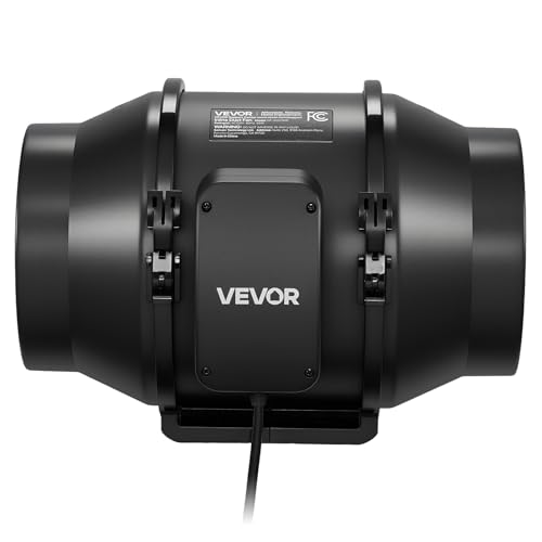 VEVOR Inline Duct Fan, 6-Inch 380 CFM with Power Cord, Quiet AC-Motor Ventilation Exhaust Fan for Cooling Booster, Grow Tents, Hydroponics - size: 6" Inline Fan