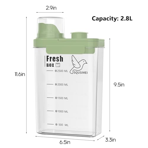 3 Qt/2.8 L Bird Seed Storage Container, Pet Food Container(2.8L, Green) | Good Sealing Performance, Portable Handle, with Measuring Cup/Lid, Desiccant Can Be Placed on the Top, BPA Free - color: 2.8L/Green