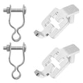 2-Pack T-Post Gate Hinge Kit, Heavy Duty 1-3/8" U-Bolt Clamps, Latch & Bolt Combo for Metal Posts & Chain Link Gates - Farm & Backyard Use (Silver), Arched Latch