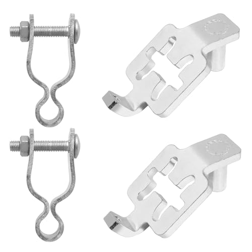 2-Pack T-Post Gate Hinge Kit, Heavy Duty 1-3/8" U-Bolt Clamps, Latch & Bolt Combo for Metal Posts & Chain Link Gates - Farm & Backyard Use (Silver), Arched Latch