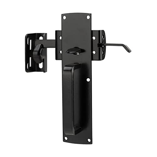 Hillmaster Self-Closing Thumb Gate Latch - Heavy Duty for Wooden, Metal & Vinyl Fences - Black Finish