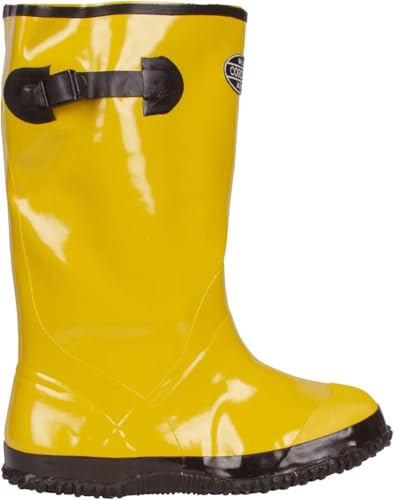 Yellow Slush Boots with Black Ribbed Sole, Cotton Lined, 17-Inch Length, Over-The-Shoe Style - size: 18
