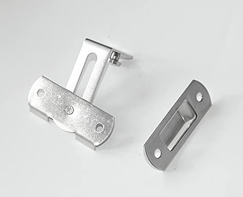 Stainless Steel 90 Degree Flip Door Sliding Latch - Safety Barn Door Lock, Right Angle Curved, Prevents Corrosion, Silver
