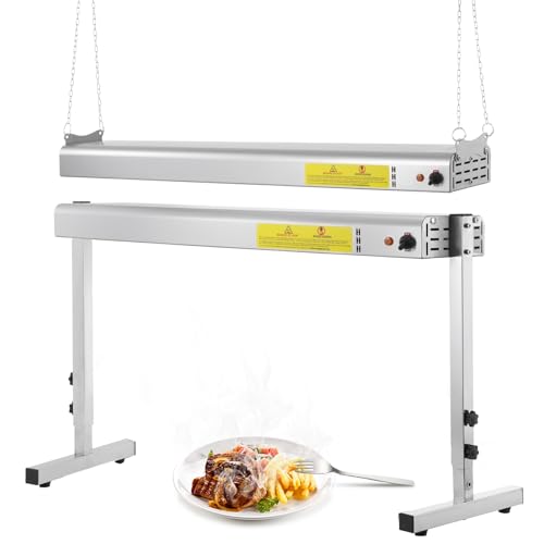 36-Inch Food Heat Lamp, 1000W Commercial Heat Lamp for Food, 115V | Keep Food Warm, Stainless Steel Heating Lamp, Hanging or Stand, Food Warmers for Parties Buffet, Restaurant, Kitchen, Silver - size: 36 Inch