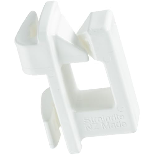 Strainrite® Pigtail Clip-On Insulator for Electric Fence Posts – 25 Pack | Clip-on design — twist and press to install. Holds low-tension electric conductors. For Strainrite® pigtail posts. White.