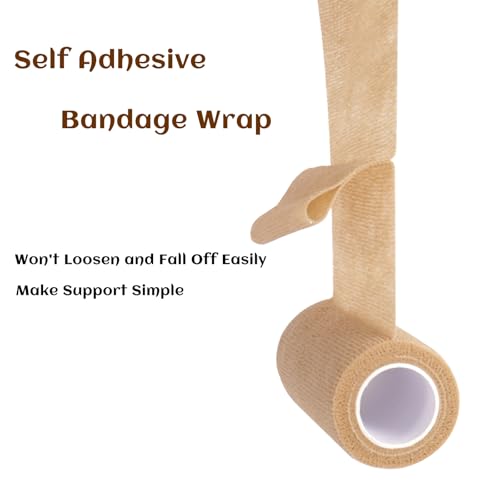 Elastic Self Adhesive Bandage Wrap 4 Inch, Breathable Non Woven Cohesive Bandage, Vet Wrap for Dogs, Ankle Sprains Swelling, Sports Athletic Tape (24 Count Brown) - color: 4 Inch-24 Count Brown