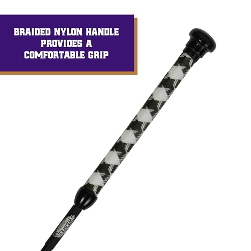 Weaver Livestock Basic Pig Show Whip, Hog Livestock Whip with Braided Nylon Handle, Leather Popper, Lightweight Braided Shaft - color: 36" - Hunter Green/White