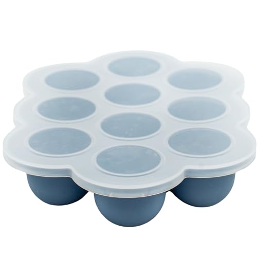 WeeSprout Silicone Baby Food Freezer Tray with Clip-on Lid - Perfect Storage Container for Homemade Baby Food, Vegetable & Fruit Purees, and Breast Milk (Navy, Ten 1.5 Ounce Sections) - color: Navy, size: Ten 1.5 Ounce Sections
