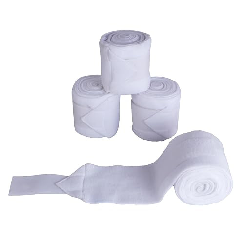 Horse Leg Bandage/Horse Leg wrap (Set of 4) Red, Blue, Navy Blue, Black, Pink, and White (White) - color: WHITE