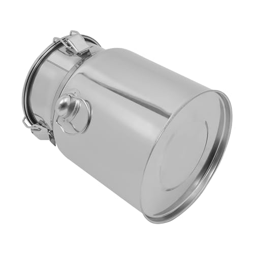5L/1.3gal Milk Can 201 Stainless Steel, Sealed Lid Food Storage Container for Liquid & Dry Goods, Wine Pail Bucket Metal Tote Jug for Kitchen, Farm