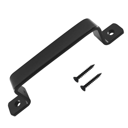 7.5 inch Sliding Barn Door Handle, Black Steel Gate Handle, Modern Cabinet Pull Closet Door Handle for Sliding Barn Door Gate Cabinet Closet Drawer Kitchen Bathroom - size: 1pc