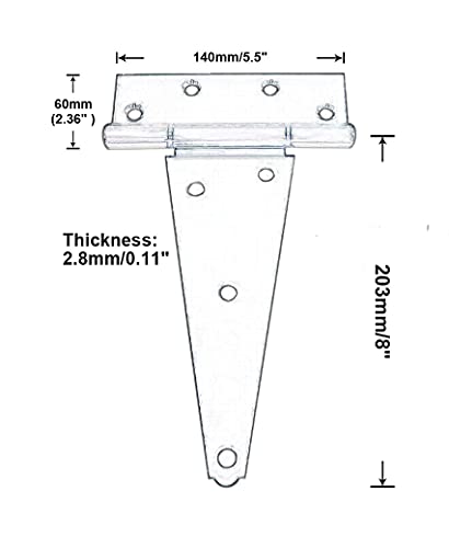 Stainless Steel Extra Heavy Tee Hinge, (4pack(8"), Black Coated) - color: black coated, size: 4pack(8")