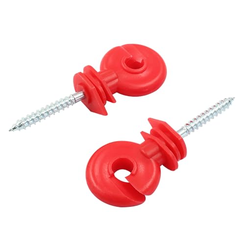 Red Electric Fence Insulator, 10Pcs, 91mm/3.58 inch | Screw-in, For Ranch Agricultural Fencing - color: Red