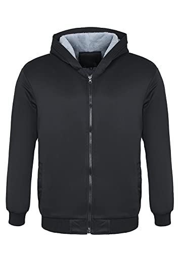 JiangWu Womens Fashion Horn Button Fleece Thicken Coat with Hood Winter Warm Jacket - color: A-black, size: Medium
