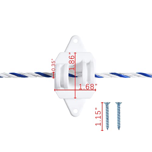 50 Pack Electric Fence Wood Post Claw Insulators, White | Nail on Insulator, Hi-Tensile, Heavy-Duty Fencing Wire Polywire
