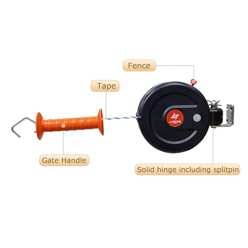 Electric Fence Gate Handle, Built in Diameter 6mm Electric Rope, Length 10M | Retractable, Enter and Exit Without Power Interruption, Uv Resistant, Highly Insulated, Easy To Install, 180° Installation