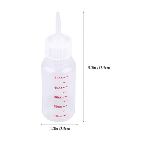POPETPOP Pet Nursing Bottle Kit 6-Piece 50ml/1.7oz | Flexible nipples, Newborn puppies kittens and rabbits, Flexible material
