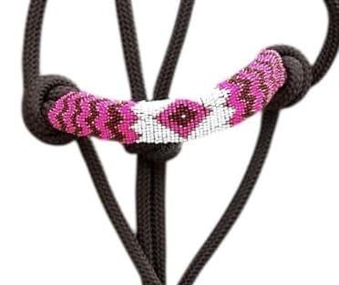 Majestic Ally Padded Beaded Nose Braided Rope Halter with 10' Matching Lead - Full (Brown) - color: Brown