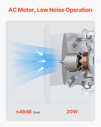 VEVOR Through-the-Wall Ventilation Fan， White Grille, 110 CFM, 6.8" Diameter Exhaust Fan Duct with 10-Inch Retractable Hose for Kitchen, Living & Laundry Room Workshop - size: 6.8 Inch Diameter