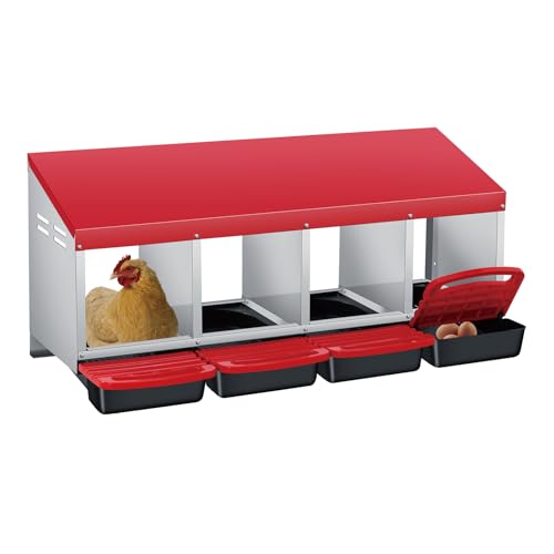 Chicken Nesting Boxes with Cleanable Pull-Out Trays, 4-Hole Wall Mount Roll Away Nest for Easy Cleaning & Egg Collection - size: 4 holes