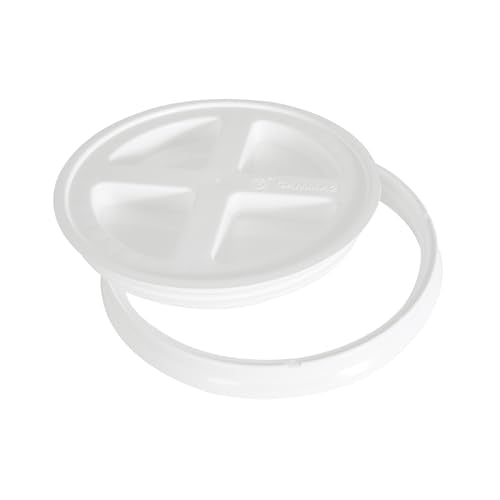 Gamma2 Seal Bucket Lid, Food Grade, 10 In Diameter, Twist Lock, White Color | Fits most 2 gallon buckets, airtight locking mechanism, USA made, keeps contents fresh and dry, simple to close each day - size: 10 In