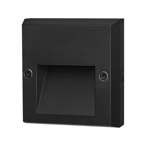 6-Pack Slim Square Low Voltage Deck Post Lights, Outdoor Step Lights, 12V Fence Railing Lighting Fixtures, Die-cast Aluminum, Black, 3000K