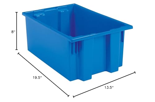 Akro-Mils 35200 Nest and Stack Plastic Storage Container and Distribution Tote, (19-1/2-Inch L x 13-1/2-Inch W x 8-Inch H), Blue, (6-Pack) - color: Blue
