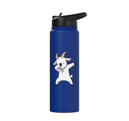 Dabbing Goat Kids Halloween Costume Cute Farm Animal Dab Stainless Steel Insulated Water Bottle - color: Royal Blue