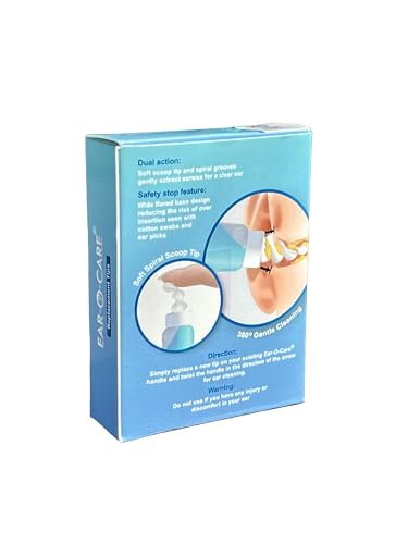 Ear Wax Removal Tips - 20 Soft Scoop End Spiral Tips with Safety Stop for Ear-O-Care Ear Cleaner - 360° Gentle Cleaning for Clear Ears - Medical Grade Alternative to Q-Tips - size: 20 Replacement Tips