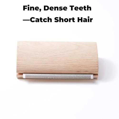French Bulldog Brush for Shedding, Palm-Grip Wooden Grooming Comb | Fine Stainless Steel Teeth, Curved Body For Short Coats, Face, Neck And Chest Grooming, Bath And Dry Use