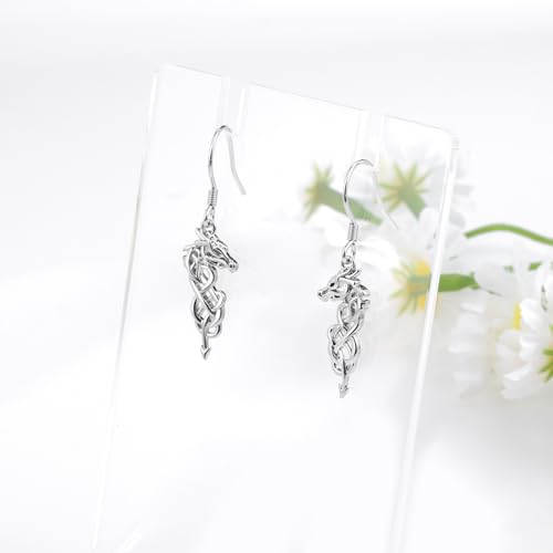 Celtic Animal Earrings for Women - Sterling Silver Hypoallergenic Horse/Dragon/Cow/Goat/Dragonfly/Butterfly Dangle Earrings Animal Jewelry Gifts Birthday Christmas Gifts for Women - color: Celtic Dragon Earrings