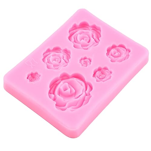 Mujiang Flower Silicone Molds Rose Daisy Hibiscus Fondant Mold Set Of 4 | Plumeria Flower Chocolate Mold Wedding Birthday Cake Decorating Cupcake Topper Candy Polymer Clay Resin Gum Paste - color: Style F