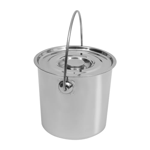 3 Gallon Stainless Steel Bucket with Hanging Lid, Food Grade 304 Metal Pail for Storage, Commercial Kitchen, Pet Food, Cleaning - 1.6mm Thick, Mirror Finish (3 Gal) - size: 3 Gal