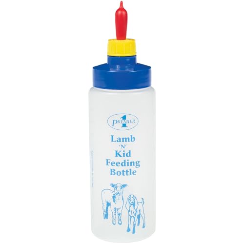 Premier 1 Lamb 'N' Goat Kid Wide-Mouth Feeding Bottle with Pritchard Teat | Includes Pritchard teat for realistic feeding. Wide mouth for easy cleaning & filling. For orphan lambs & goat kids. - style: Bottle & Pritchard Teat