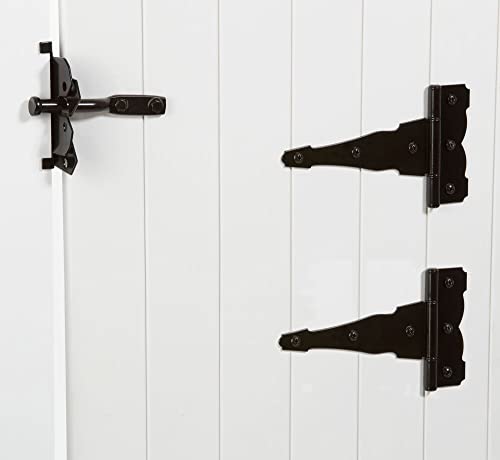 National Hardware Deluxe Latches Decorative T-Hinges Gate Kit, Steel, Black | Includes 2 Hinges, Latch, Strike and Pull for Wood, Vinyl and Metal Fence Gates; Mounting Screws Included - size: Pack of 1