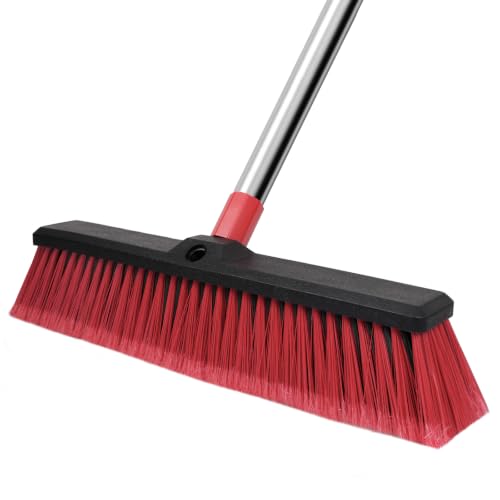18”Push Broom with 70” Long Handle Heavy Duty Outdoor Broom for Cleaning Shop Garage Driveway Patio Deck Concrete Floor Sweeping - size: 18inch