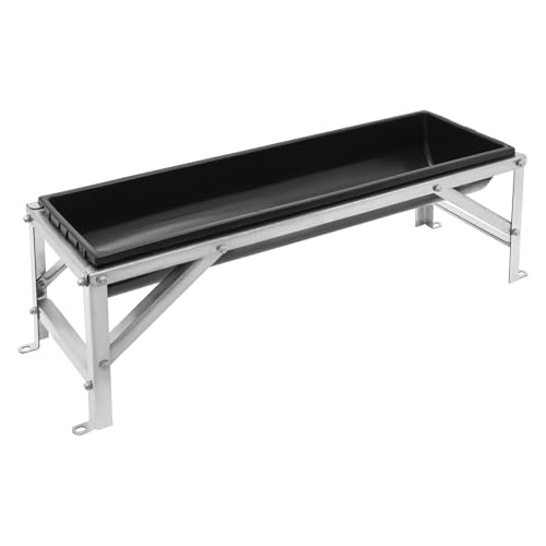 Livestock Feeding Trough, 35L/9.25Gal Livestock Feed Trough – Durable Black Feeding Trough for Sheep Goats Cattle –Heavy Duty Steel Livestock Trough for Barn Yard Farm Ranch Use Easy Clean