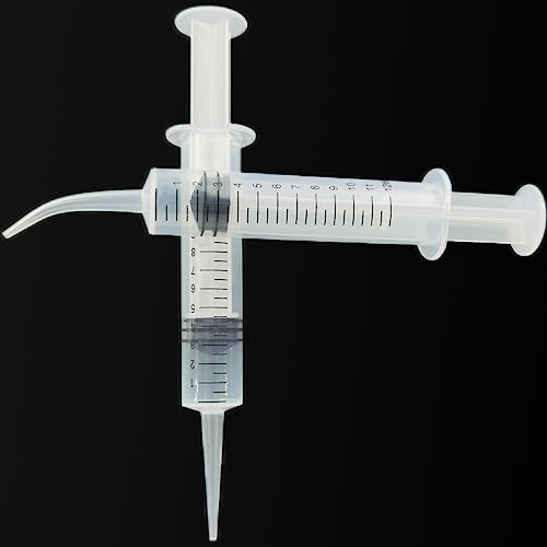 TIHOOD 16PCS 12ml/cc Plastic Syringes Set, Syringe with Curved Tip and Straight Tip, Disposable Irrigation Syringe Mouthwash Cleaner for Oral Care, Animal Feeding, with Measurement