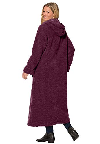 Woman Within Long Hooded Berber Fleece Coat | Women's Plus Size - color: Black, size: 1X