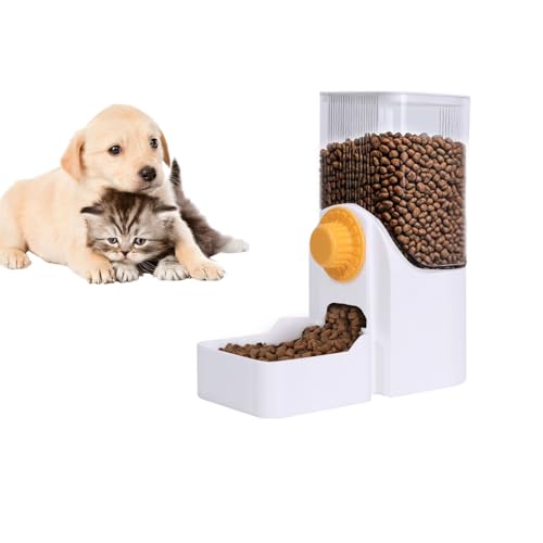 Hanging Automatic Pet Food Dispenser, 54oz Large Capacity Pet Feeder, Auto Gravity Cage Hanging Food Bowl for Small Dog Cat Rabbit Ferret Guinea Pig Hedgehog Chinchillas (White) - color: White