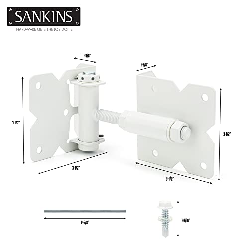 Self Closing Gate Hinges Heavy Duty, 90 Degree Adjustable, 4Pcs | Heavy duty gate hinges fence hinges for Wooden/Vinyl/PVC Fences, with installation screws and swing adjuster tool, white - color: White(2pcs)
