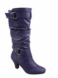 Forever Link Maggie-39 Women's Fashion Low Heel Zipper Slouchy Mid-Calf Boots Shoes - color: Purple, size: 5